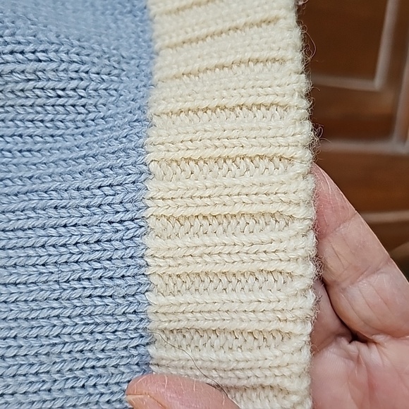 BOSTON‎ TRADER, 100% WOOL. Blue, black, and white striped. Size medium. - Picture 3 of 7